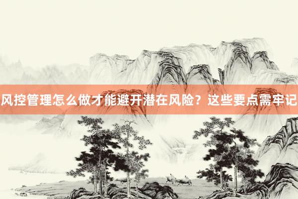 风控管理怎么做才能避开潜在风险？这些要点需牢记