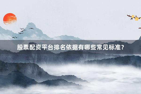 股票配资平台排名依据有哪些常见标准？