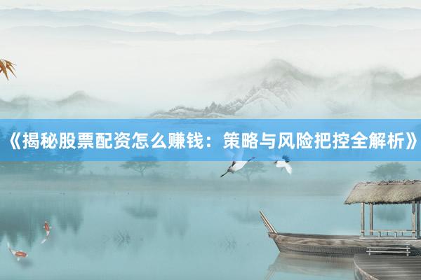 《揭秘股票配资怎么赚钱：策略与风险把控全解析》