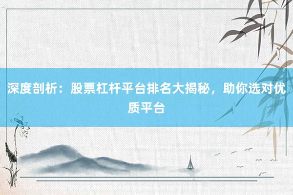 深度剖析：股票杠杆平台排名大揭秘，助你选对优质平台