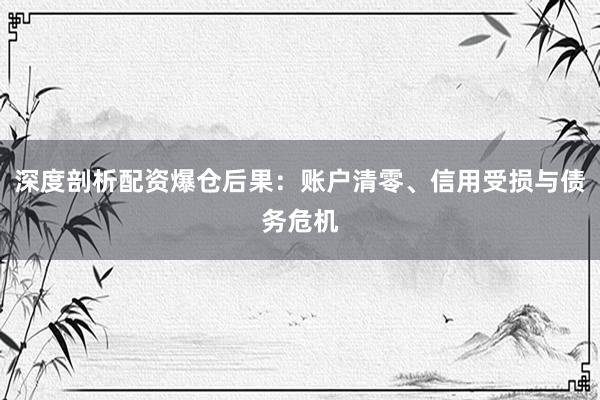 深度剖析配资爆仓后果：账户清零、信用受损与债务危机